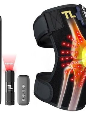NEW ThermoLife Knee Brace w/ Heat, Side Stabilizers & Red Light. Large